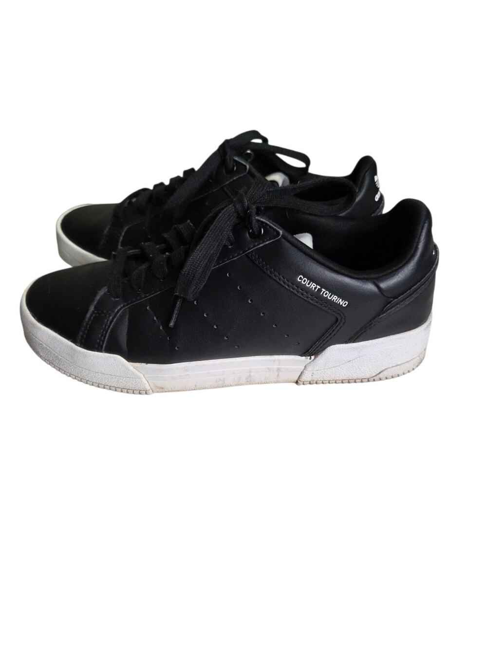 ADIDAS Court Tourino Black Leather Size 7 Comfort Minimalist Streetwear Retro